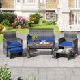thumbnail image 1 of Costway 6PCS Patio Furniture Set Outdoor Sectional Conversation PE Rattan Sofa Set Navy, 1 of 10
