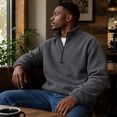 thumbnail image 6 of Delconic Mens Quarter Zip Fleece Pullover Jacket Long Sleeve Stand Collar Warm Outerwear Casual Relaxed Fit for Fall Winter Red XL, 6 of 7