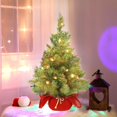 thumbnail image 3 of XIAOLE Pre-Lit Artificial Mini Christmas Tree, Christmas Tree Decorations Miniature Artificial Tree Ornaments Home Christmas Gift, Includes Small Lights And Cloth Bag Base, 2 Ft (Red), 3 of 7