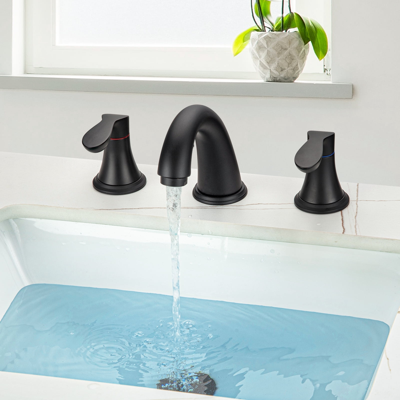 Accreate 8 Inch Bathroom Faucets for Sink 3 Hole with Pop up Drain and cUPC Lead-Free Hose