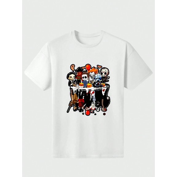 Horror movie icon iron-on sticker for Halloween T-shirt Casual Digital Print 220g Pure Heavy 100% Cotton T Shirt 100% Cotton