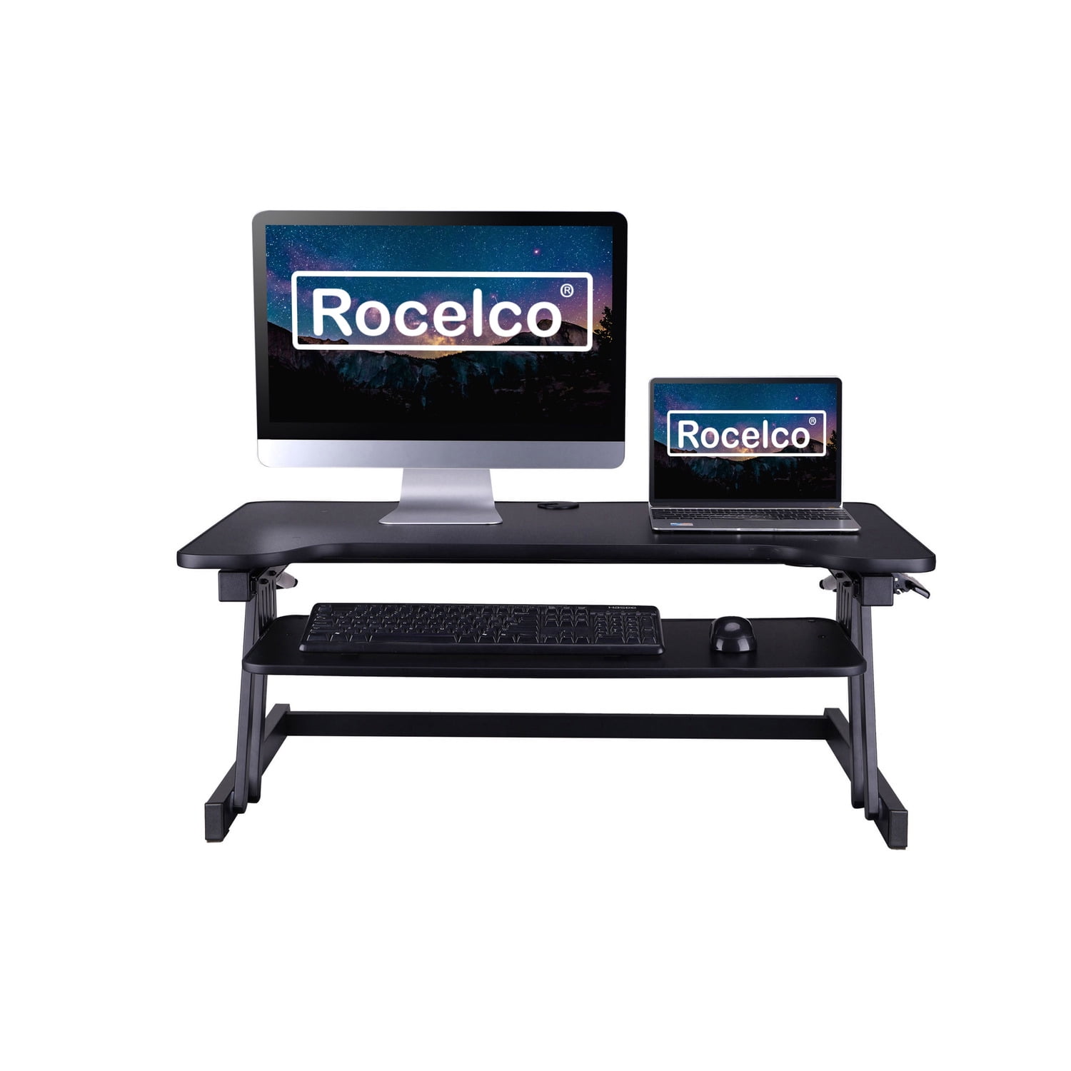 Rocelco 37.5" Deluxe Height Adjustable Standing Desk Converter in Black