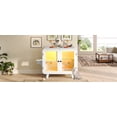 thumbnail image 2 of WRXELAN cat hidden litter box cabinet - RGB color light retro TV cabinet shaped cat house, with stairs, plush toys, leak proof sand walkway and glass door, enclosed cat house, white, 2 of 12
