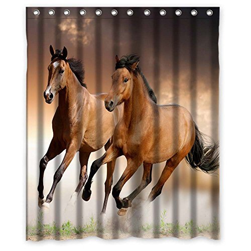 HelloDecor horse Shower Curtain Polyester Fabric Bathroom Decorative