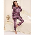 thumbnail image 4 of Aiyino Women's Soft Plaid Pajamas Long-Sleeve Button Front Shirt and Pant Pajama Set with Pockets, 4 of 6