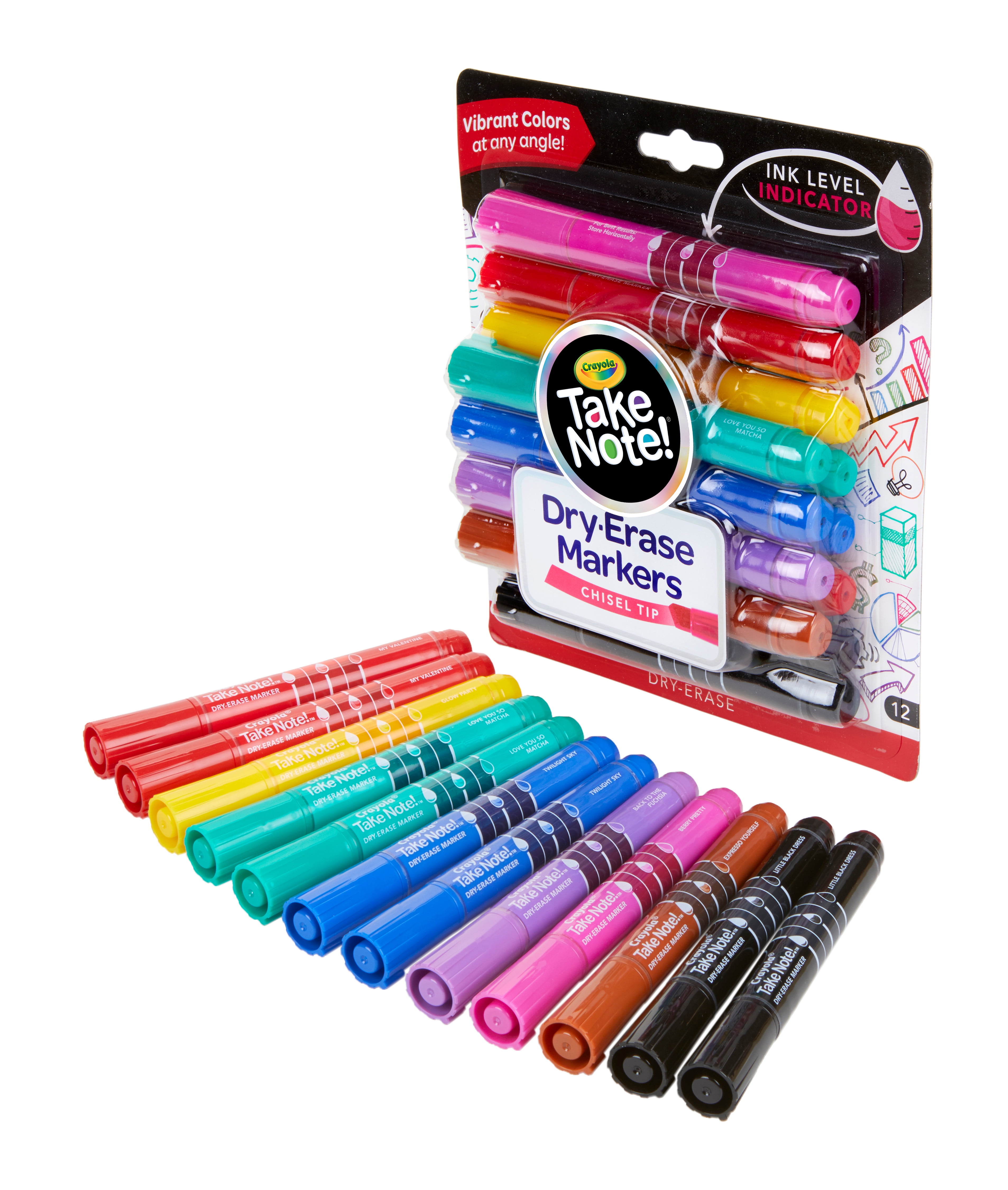 Take Note! Fine Line Dry-Erase Markers, Assorted Colors, 4 Pieces