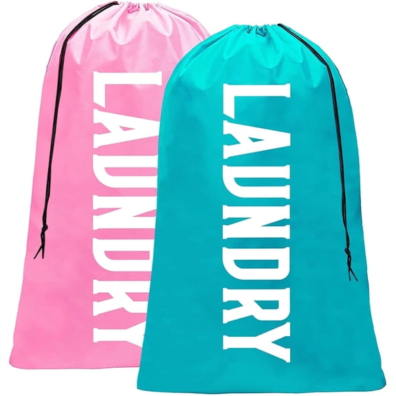 Versatile Foldable Laundry Bags Pack Pink Blue,2 Count