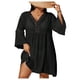 thumbnail image 1 of Traje de baño Cover Up WDIRARA para mujer, talla grande, bohemio, cuello en V, negro, 1 of 1