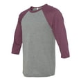 thumbnail image 2 of Unisex Three-Quarter Sleeve Baseball Tee Color Grey/ Maroon Triblend 2X-Large Size, 2 of 4