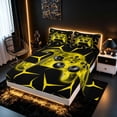 thumbnail image 2 of meiyoeat Neon Yellow Flame Game Controller Full Size Sheets for Kids Boys, Yellow Geometric Gaming Bed Sheets, 4pcs, 1 Flat Sheet, 1 Fitted Sheet and 2 Pillowcases, 2 of 6