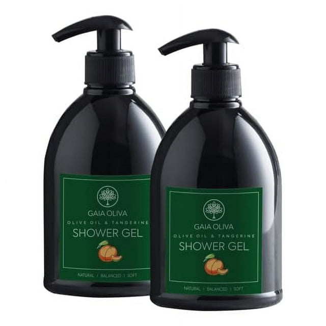 Gel de ducha de aceite de oliva Gaia Oliva, gel de baño natural con mandarina, gel de baño hidratante para mujeres y hombres, gel de baño y ducha a base de plantas, gel de baño para piel seca, 16,9 on