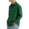 thumbnail image 4 of Button Up Shirt Men Long Sleeve Plaid Shirts Casual Collared Shirt Basic Fit Gingham Top Green 2XL, 4 of 6