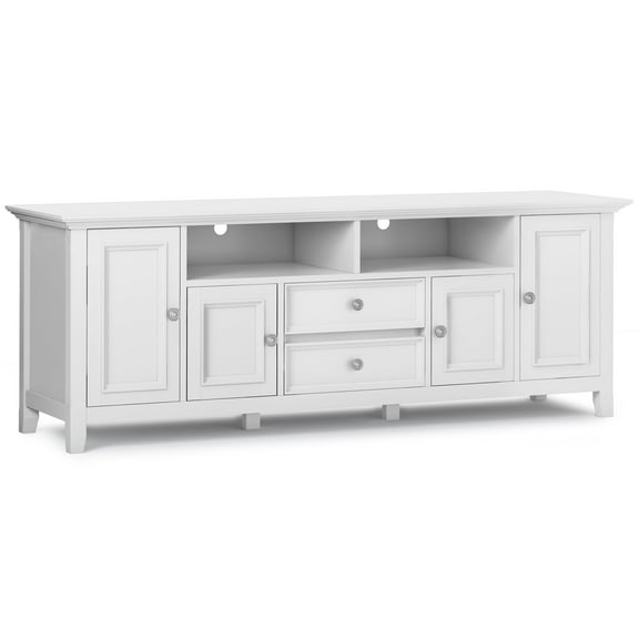 Amherst 72 inch Wide Solid Wood TV Stand in White For TVs up to 80 inches