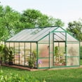 thumbnail image 4 of Amkui Aluminum Large Walk-in Greenhouse for Outdoors, Sliding Door & Ajustable Roof Vent, Polycarbonate Green Houses for Outside Garden,Backyard,Patio,Lawn, 4 of 11