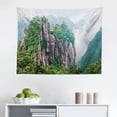 thumbnail image 1 of Mountain Tapestry, Snow Covered Mountain Peaks with Vivid Sky and Vibrant Trees National Park, Fabric Wall Hanging Decor for Bedroom Living Room Dorm, 2 Sizes, Green Blue White, by Ambesonne, 1 of 1