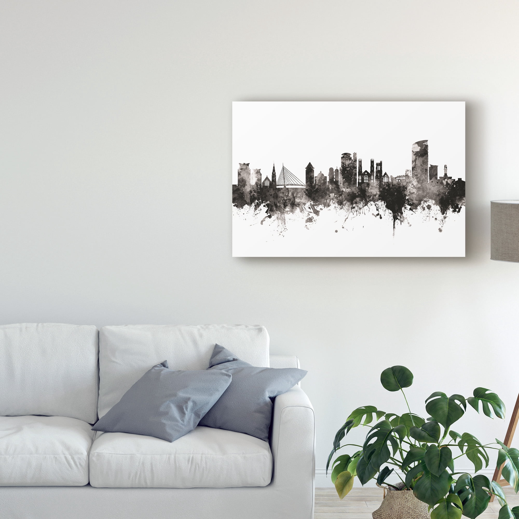 Trademark Fine Art 'Swansea Wales Skyline Black White' Canvas Art by Michael Tompsett