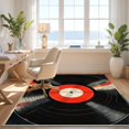 thumbnail image 3 of Design&I 5'x7' Washable Area Rug Vinyl Retro Record Music Disc Motif Concentric Groove Round Cd for Guest Room, Lounge, Apartment, Flatweave & Daily Traffic Ready, 3 of 7