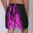thumbnail image 4 of QATAINLAV Men's Shorts Casual Classic Fit Drawstring Beach Shorts Fashion Flame Print Workout Shorts with Pockets Hawaiian Big and Tall Board Shorts Best Sales Today Purple 3XL, 4 of 5