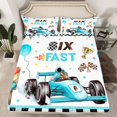 thumbnail image 2 of Six Fast Birthday Decor Bed Sheets Set Happy 6Th Birthday Decorations Sheet Set For Boys Blue Race Car Checkerboard Sheets Checkered Flags Racing Wheel Birthday Gifts Bedding Set Queen, 2 of 6
