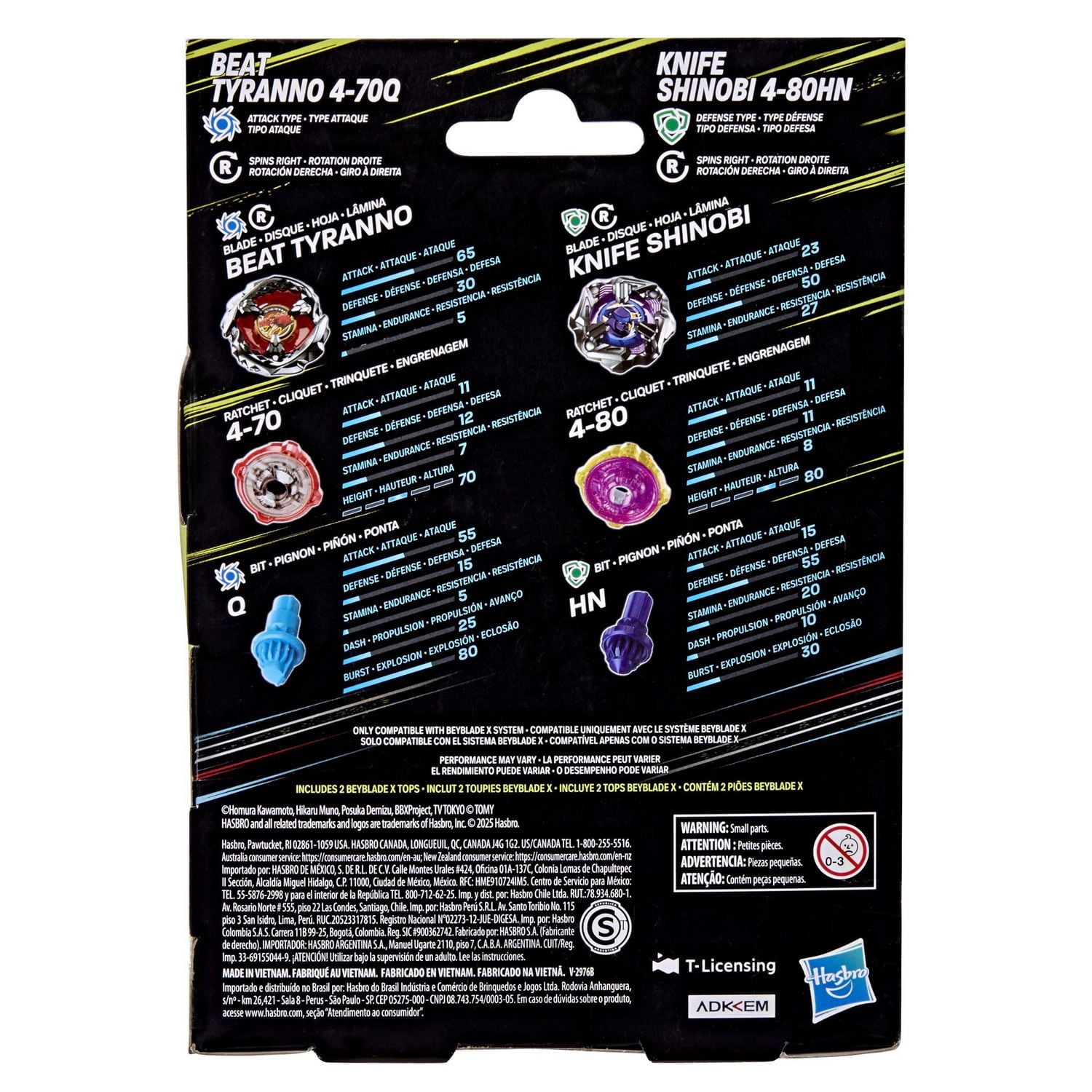Beyblade X Beat Tyranno 4-70Q & Knife Shinobi 4-80HN Dual Pack Set