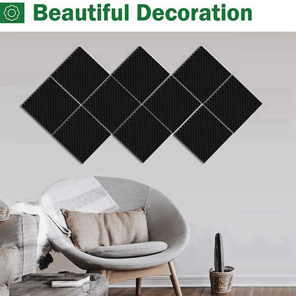 24 Pack Self Adhesive Acoustic Foam Panels Fireproof Soundproofing Treatment Wall Panel,Reduce Noise Foam for Studio,Etc,24 x Soundproofing Foam,Black