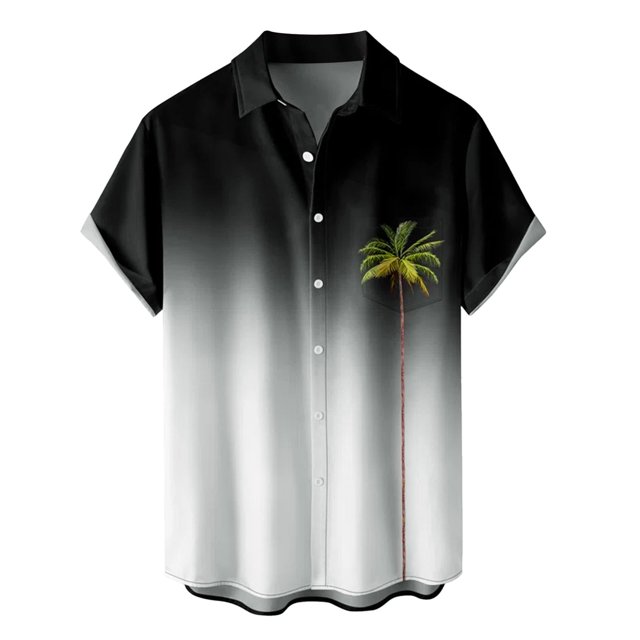 Chemise à Manches Courtes pour Hommes, Mode Décontractée, Impression Numérique 3D, avec Poche à Boutons et Col à Revers