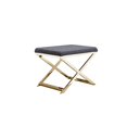 thumbnail image 3 of Pemberly Row Contemporary Stool Velvet Chocolate Fabric & Gold Frame, 3 of 3