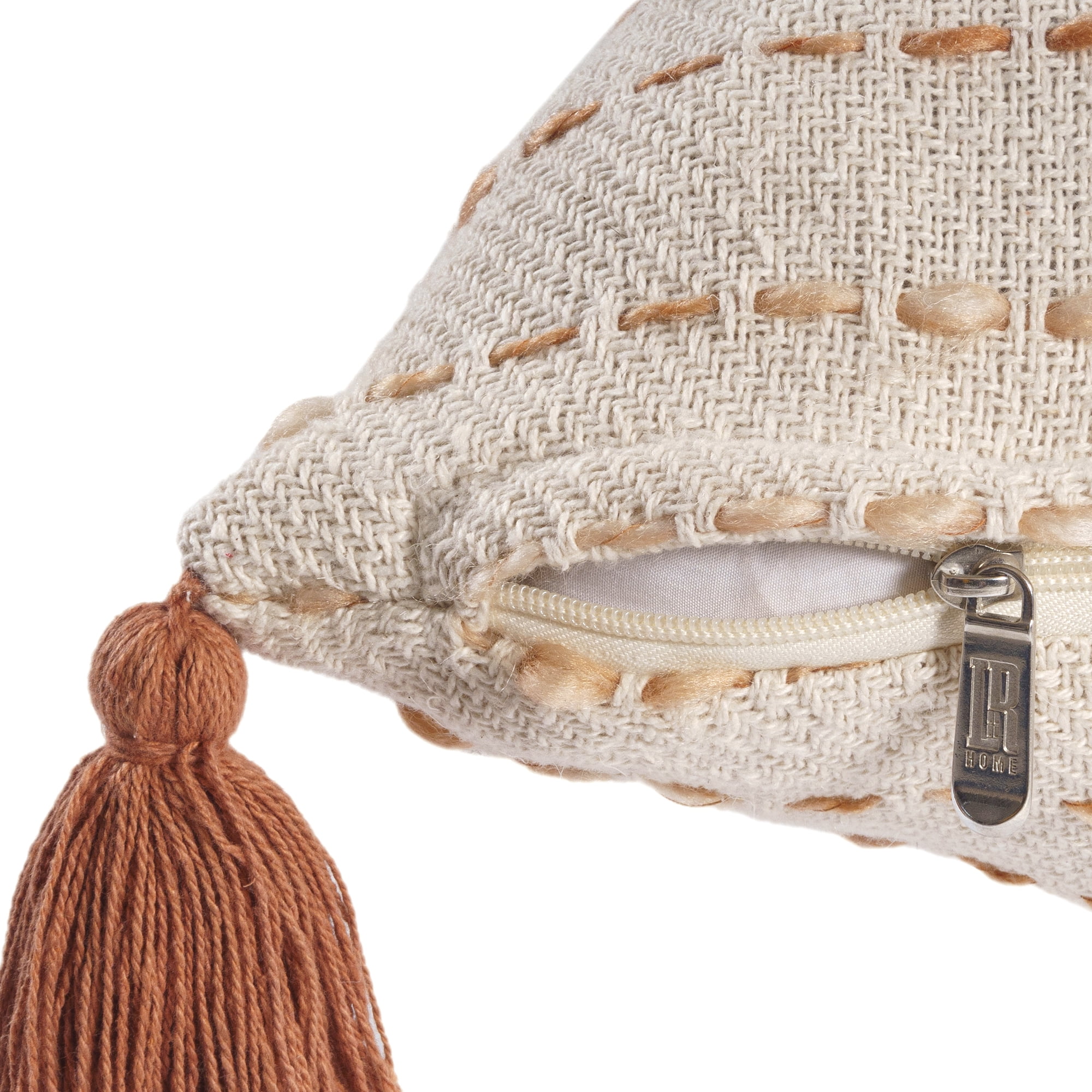 Ox Bay Emma 20" x 20" White/Brown Striped Cotton Blend Adult Decorative Throw Pillow Cover