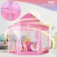 thumbnail image 2 of Princess Tent for Girls, Pink Castle Tent with String Light Indoors Outdoor Foldable Playhouse for Kid Age 3-12 Years, 2 of 8
