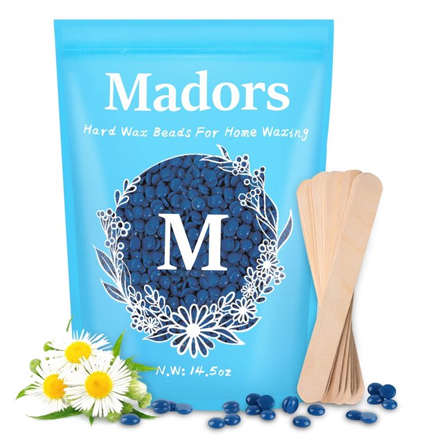 Kit de granos de cera dura para depilación - Madors 1 libra axilas brasileñas cuerpo y pecho grandes cuentas de cera de repuesto para calentador de cera