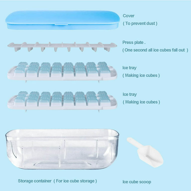 Ice Cube Tray with Lid and Bin Ice Trays fr Freezer Easy-release 48 Small  Nugget