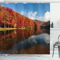 thumbnail image 1 of Fall Leaves Shower Curtain, Scenery of Sherando Lake Recreation Area in George Washington National Forest, Fabric Bathroom Set with Hooks, 69W X 70L Inches, Multicolor, by Ambesonne, 1 of 3