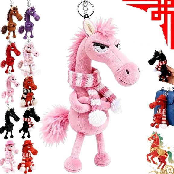 Year of The Horse Lucky Mascot - New Year Good Luck Gift 2026, Lucky Horse Guardians Soft Horses Plush Pendant - Courage Strength for Backpack Purse and Bag