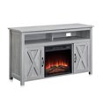 thumbnail image 2 of BELLEZE Barn Door Wood Electric Fireplace TV Stand for TVs up to 55 Inches & Media Entertainment Center Console Table with Two Open Shelves and Cabinets - Corin (Stone Grey), 2 of 6