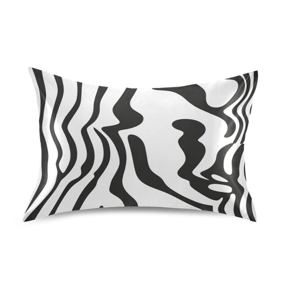 Art Black and White Pattern Satin Pillowcase 20''x26'' Double-Sided Print Soft Wrinkle Resistant