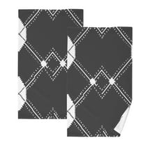 Ryvnso Black White Plaid Checkered Cotton Hand Towels Sets Face Towel 2 PCs Bathroom Decorative