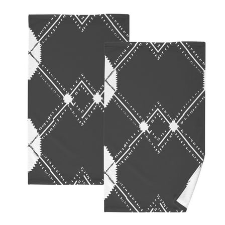 Ryvnso Black White Plaid Checkered Cotton Hand Towels Sets Face Towel 2 PCs Bathroom Decorative