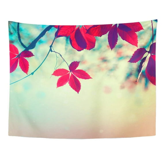 UFAEZU Blue Color Autumn Leaves Beautiful Fall Nature Colorful Autumnal Leaf Over Blurred Beauty Scene Orange Wall Art Hanging Tapestry Home Decor for Living Room Bedroom Dorm 60x80 inch