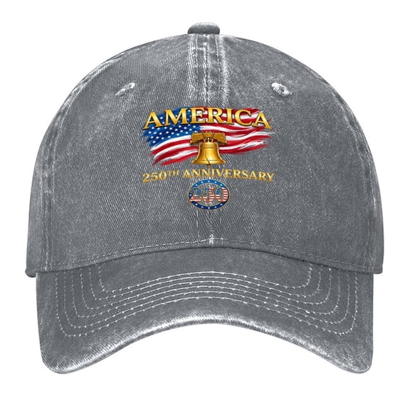 Vintage Washed Baseball Cap for Men and Women, Adjustable Low Profile Dad Hat, Cotton Curved Brim Casual Outdoor Hat,America 250th Bell