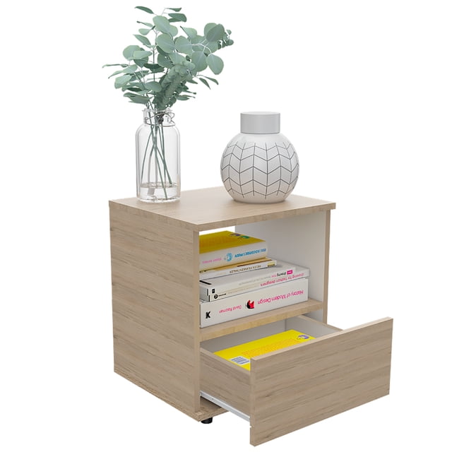 Mesa Noche Camel Rovere/Blanco Madera Aglomerada Excelsior