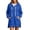 A-Blue, variant on SYwaren Longline Hoodie for Women Button Drawstring Pullover Side Slit Sweatshirt Pockets Solid Color Tops