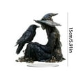 thumbnail image 6 of Halloween Witch and Crow Ornaments - Black Acrylic Inspirational Desktop Decor Gothic Witch and Crow Halloween Holiday Tabletop Decoration for Office & Home Festive Display, 6 of 6
