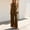 Brown, variant on Womens Cotton Linen 2 Piece Outfits Halter Neck Sleeveless Side Split Top and Wide Leg Pants Set Casual Beach Travel Sets