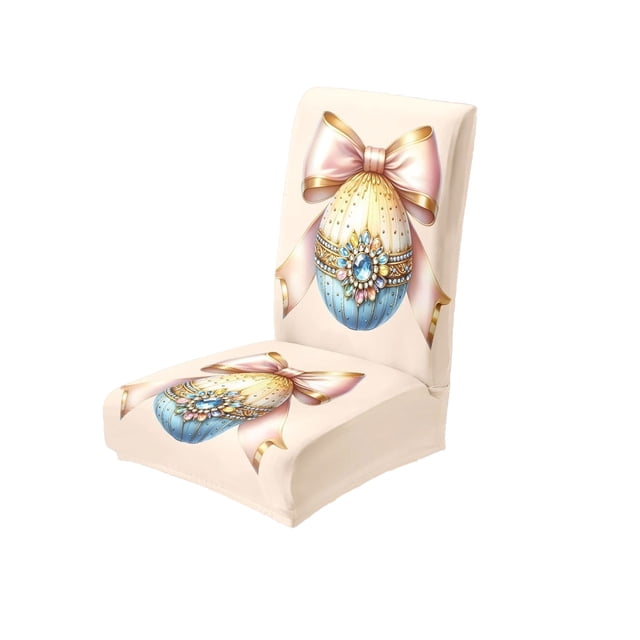 Housses de Chaise Lapin de Pâques Mignon B Décoration de Chaise de Table Festive pour Fêtes de Pâques Repas à la Maison Rassemblements de Vacances Polyester