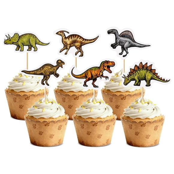 KeaiBear 30 toppers de dinosaurio para cupcakes para fiesta