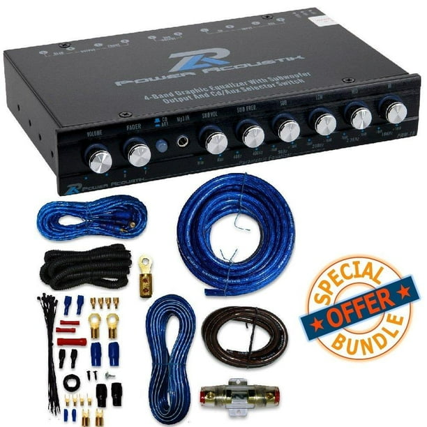 Power Acoustik PreAmp Equalizer W/ 8 Gauge Amp Kit