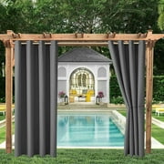 Waterproof Outdoor Patio Curtain Garden Pergola Cabana Blackout Curtains, UV-protection Thermal Insulated Grommet Curtains, Grey, 1 Panel, 52in x 84 in