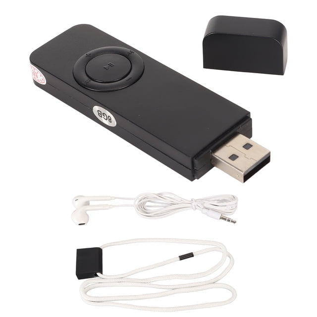 Reproductor MP3 de 8 GB de memoria y 64 GB de memoria USB expandible, compatible con OTG, sonido HiFi sin pérdida, reproductor de música portátil delgado, color negro.
