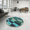 thumbnail image 3 of Ahgly Company Indoor Round Patterned Dark Blue Grey Blue Novelty Area Rugs, 6' Round, 3 of 6