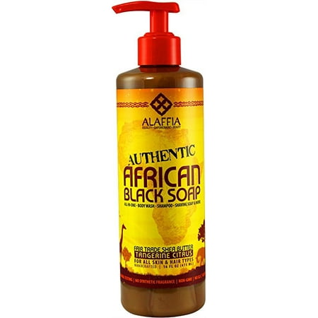 Fair Trade Sweet - Alaffia Authentic African Black Soap with Fair Trade Shea Butter Tangerine Citrus, 16 Oz